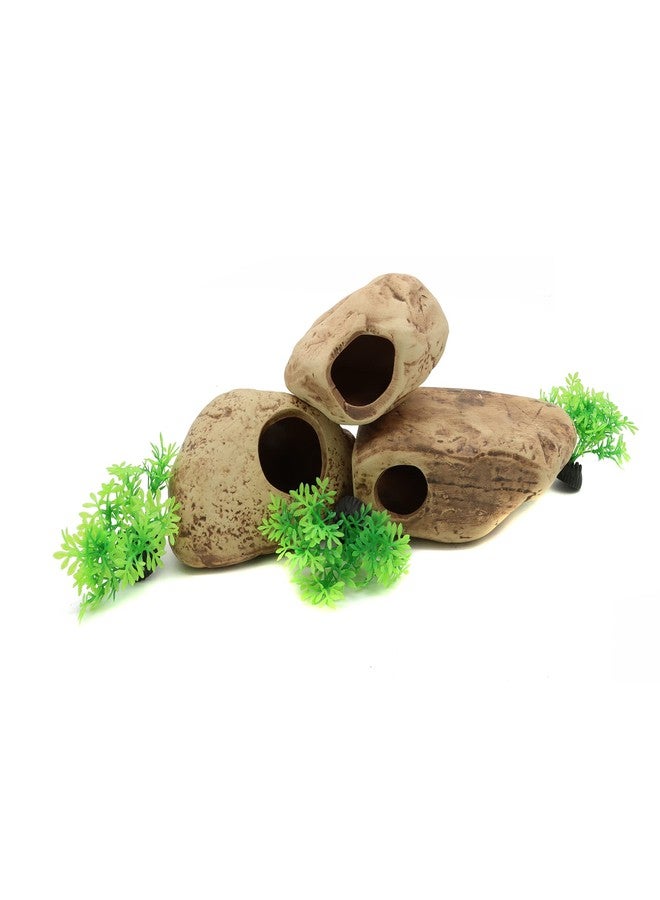 ALEGI Stackable Aquarium Ceramic Decorations Rock Caves,Betta Fish Tank Decor Accessories,Hideaway for Shrimp Cichlid Hiding Breeding Spawning (Set of 3) - Image 5